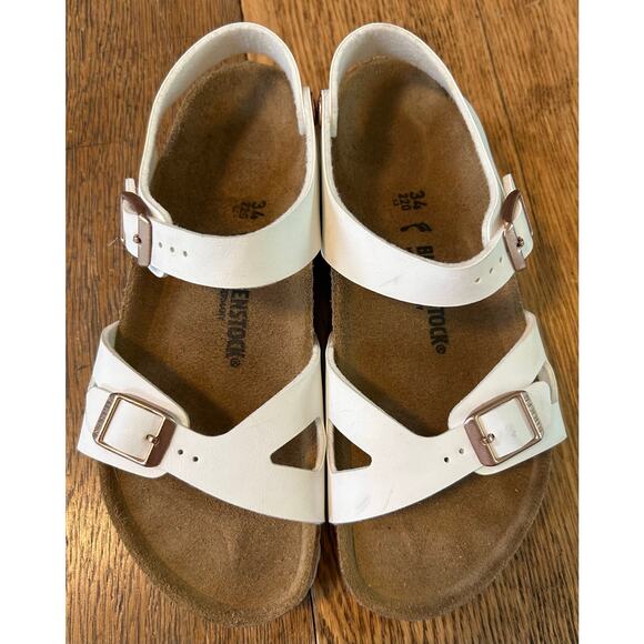 Birkenstock Rio Buckled Sandal White EU Sz 34 US 4 Retail $70 Birko-Flor Upper - Picture 2 of 7